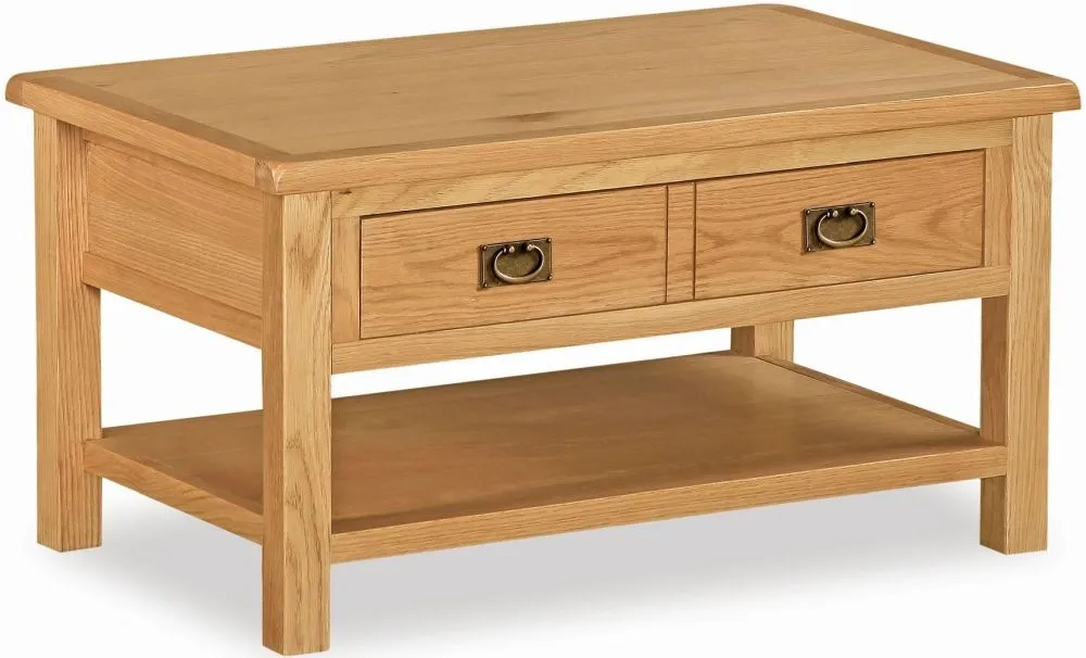 SAN REMO LITE - Natural Oak Coffee Table, Storage with 2 Drawers ...